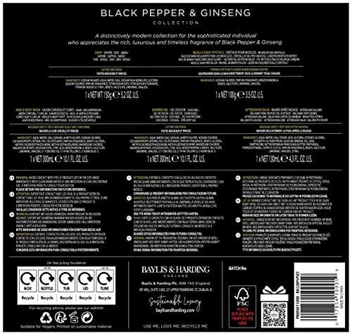 Baylis & Harding Men's Signature Collection Black Pepper & Ginseng Perfect Grooming Gift Pack - Vegan Friendly £12 @ Amazon