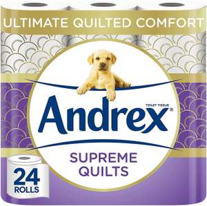 Andrex Supreme Quilts Quilted Toilet Paper - Toilet Roll Pack - 25% Thicker Than Before 24 pack - £12.66/£11.33 w/voucher on Sub & Save