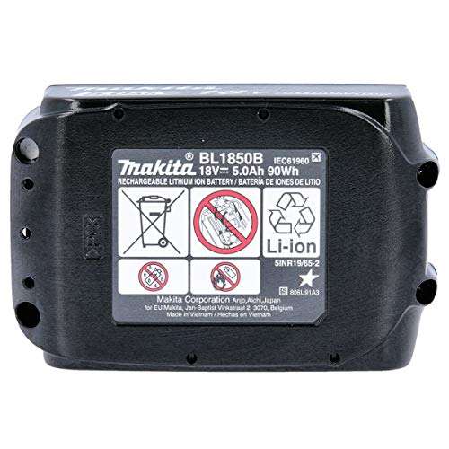 Makita Genuine BL1850B 18V 5.0Ah Battery Twin Pack for Makita DJR183Z, DJR185Z, DJV180Z, DJV181Z, DSS610Z, DSS611Z, DTD152Z & More
