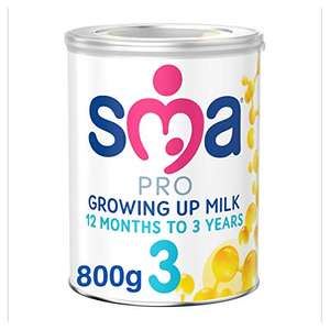 SMA PRO Growing Up Baby Milk Powered Formula, 1-3 Years, 800g 2 For £19 or Add 15% first order voucher For £15.05 @ Amazon