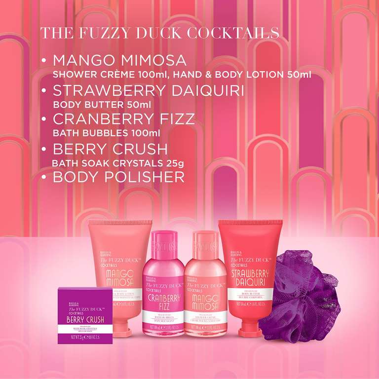 Baylis & Harding The Fuzzy Duck Cocktails Luxury Bath Gift Set - Vegan, With Candle, Bath Soak, Body Wash & Hand Cream