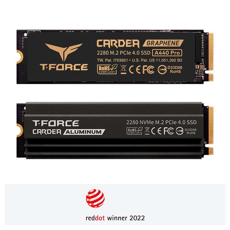 TEAMGROUP Cardea A440 Pro 1TB Gen4 PCIe NVME SSD ( heatsink + heatspreader / upto 7200MB/s read + write / TLC / DRAM / PS5 )