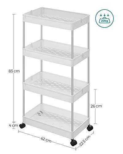 SONGMICS 4-Tier Storage Trolley, Rolling Cart with Wheels - £14.99 @ Amazon