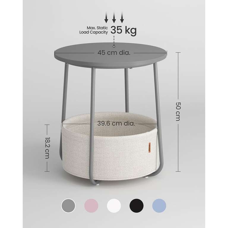Vasagle Side Table with Fabric Storage Basket W/Code