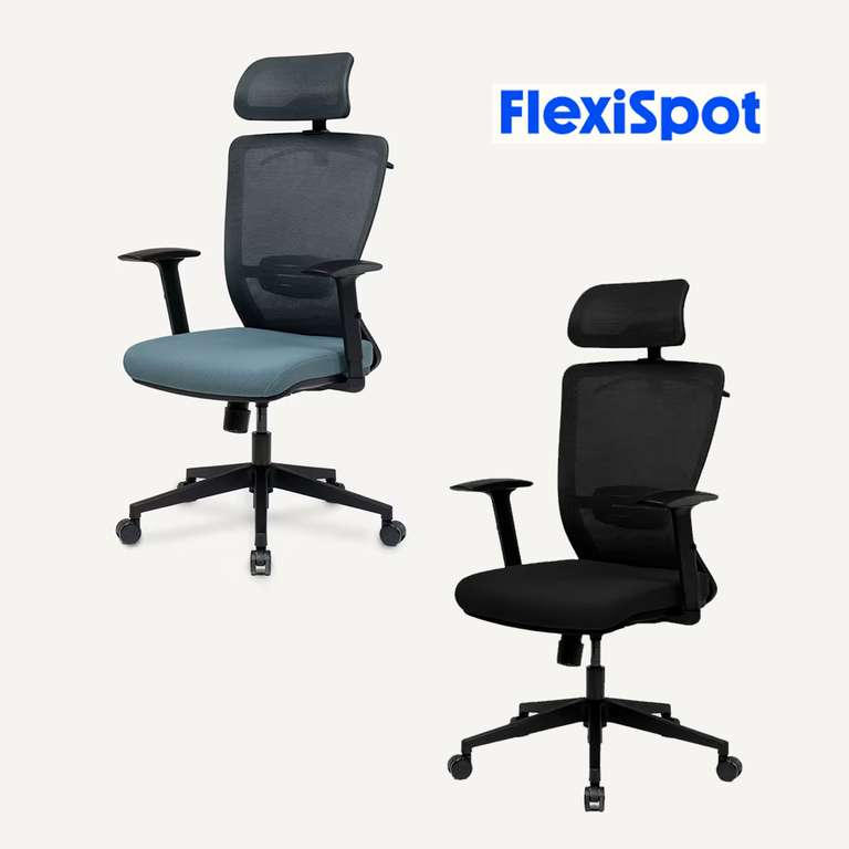 Flexispot BS3 Ergonomic Resilient Swivel Office Chair - Black or Blue - Use Code