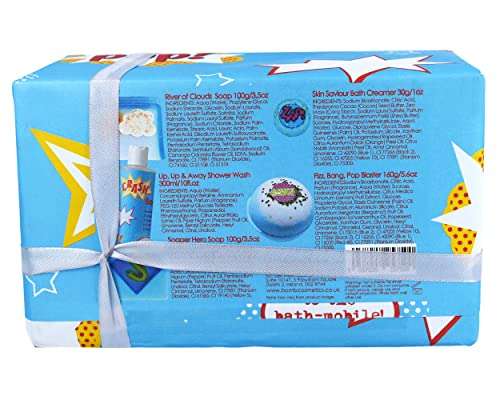 Bomb Cosmetics Superhero's Saviour Handmade Wrapped Bath & Body Gift Pack, Contains 5-Pieces, 500 g
