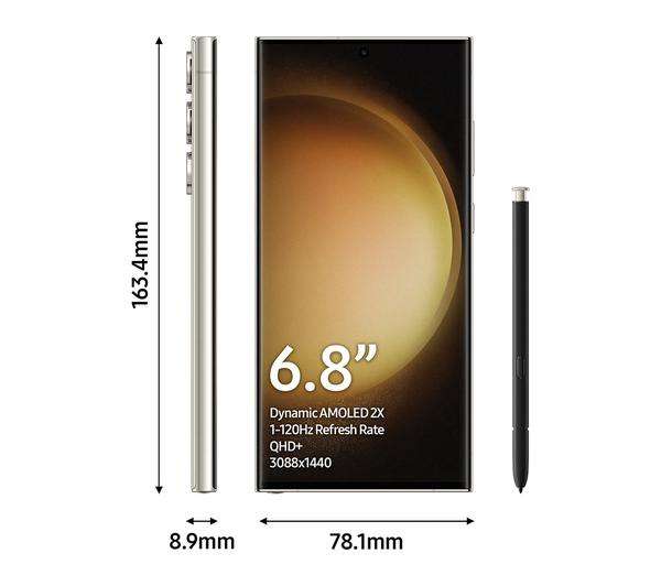 SAMSUNG Galaxy S23 Ultra 5G 256 GB, Cream Smartphone + £300 adidas voucher £1249 / £150 Enhanced Trade eg £859 If Trading A Pixel 6 @ Currys