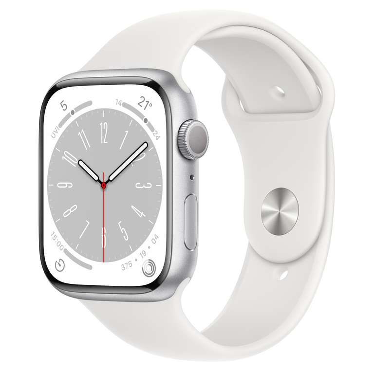 Apple Watch Series 8 GPS 45mm Silver Aluminium Case with White Sport Band - 2 Year Guarantee - £379 Delivered @ John Lewis