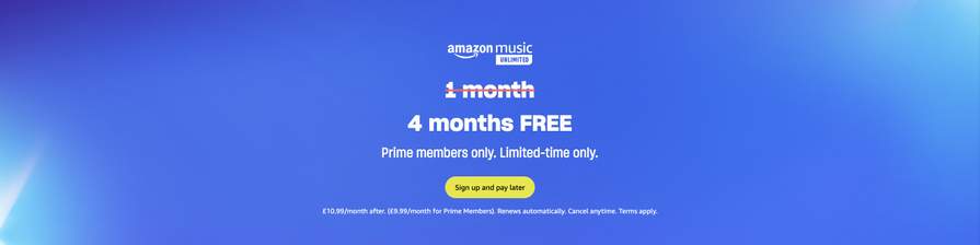 Best music streaming deal: Prime members get a free 4-month trial of   Music Unlimited