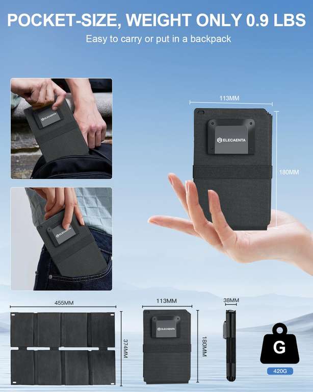 ELECAENTA 25W Solar Charger £29.99 at Amazon | Hotukdeals