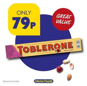 Toblerone Fruit and Nut 100g - 79p @ Heron Foods