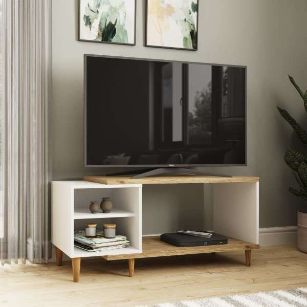 GFW Easy Assembled Click Furniture Wooden TV Cabinet Unit with Storage Shelves