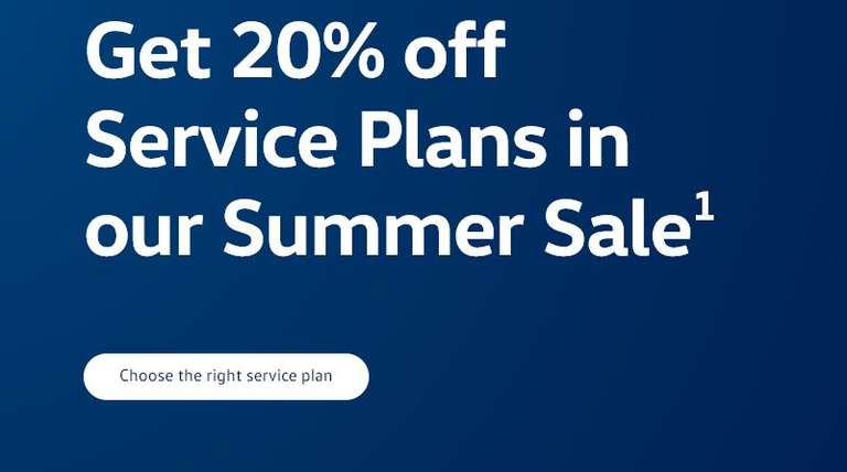 Get 20% off Volkswagen Service Plans