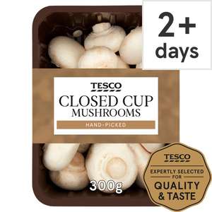 Tesco Closed Cup Mushrooms 300G 60p Clubcard Price @ Tesco