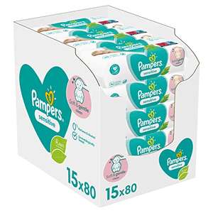 Pampers Baby Wipes Multipack, Sensitive, 1200 Wipes (15 x 80), Baby Essentials for Newborn, Fragrance Free £18.27 @ Amazon