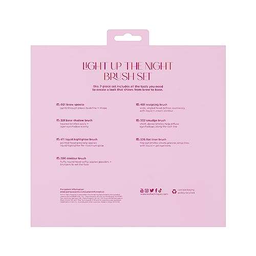 Real Techniques Limited Edition Light Up The Night Brush Kit, 7 Piece Set