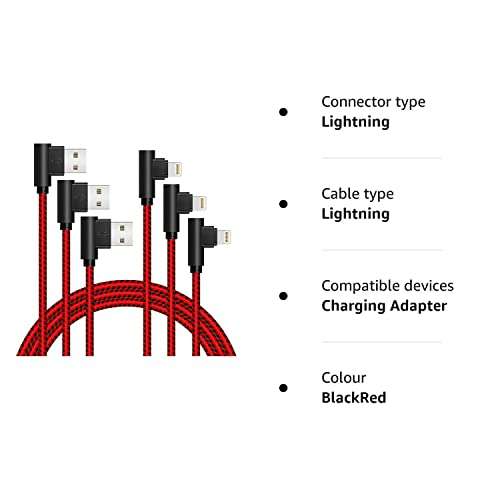 APFEN iPhone Charger Cable Right Angle Lightning Cable 3Pack, 2.8m, OCEEK FBA