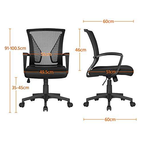 Yaheetech Adjustable Office Chair Ergonomic Mesh Swivel Chair Computer Chair - £35.99 With Voucher (Lightning Deal) @ Yaheetech / Amazon