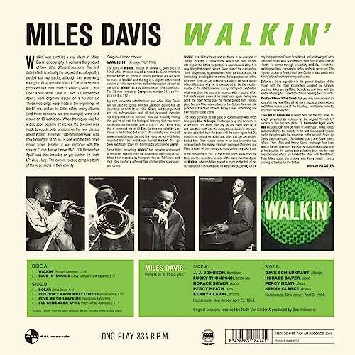 Miles Davis All Stars Walkin 180gm Vinyl album (Also Round About Midnight and King of Blue see links)