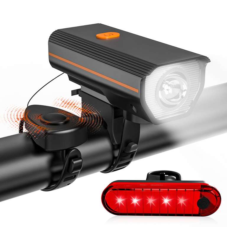 KTEBO Rechargeable Bike Lights Front and Back with Electronic Bell Set Sold by Ktebo / FBA