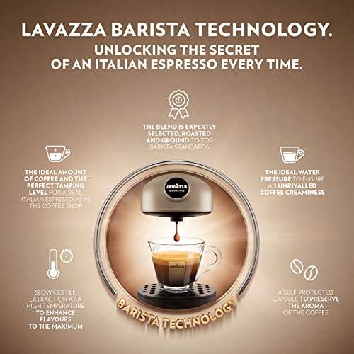 Lavazza, A Modo Mio Deséa Coffee Capsule Machine + Refined Glass Mug, Touch Interface, Sound Alerts, Dishwasher-Safe, 1500W - £94.05 S&S