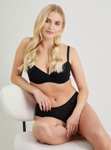 Black Sheer Spot Padded Plunge Bra - Reduced + Free Click & Collect