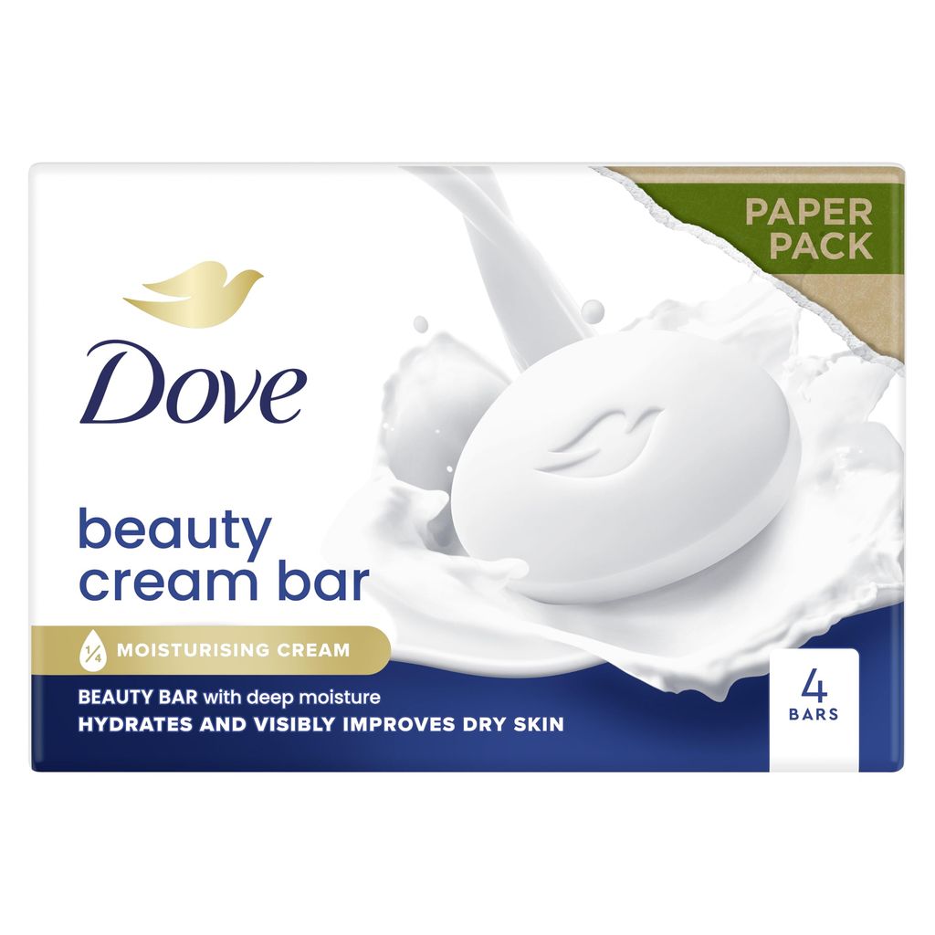 Dove Original Beauty Bar Soap with Moisturising Cream, Healthier-Looking Skin, 4 x 90g (S&S £2.37-£2.11)