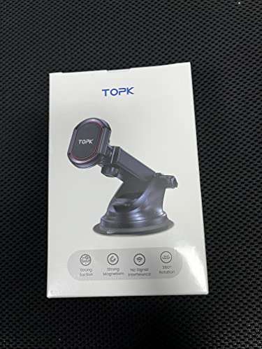 TOPK Phone Holder for Cars, Magnetic Phone Car Mount Holder for Windshield and Dashboard - £6.99 with voucher @ Amazon / TopKdirect