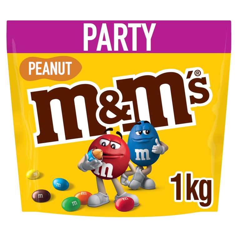 M&M's Crunchy Peanut & Milk Chocolate Party Mix Bulk Snack Bag 1kg