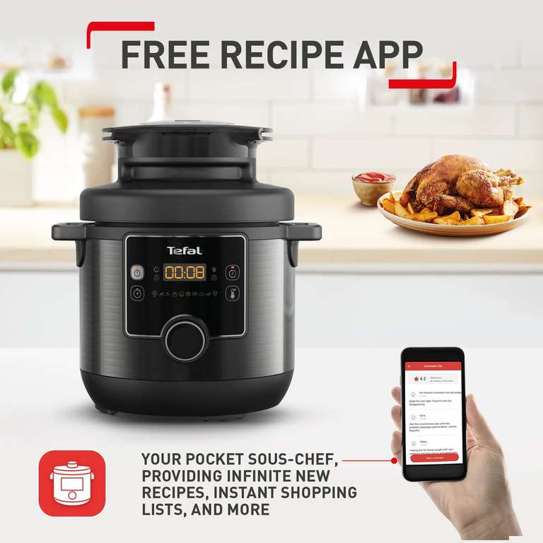 Tefal Turbo Cuisine & Fry, 7.6L Electric Pressure Cooker with Air Fryer lid 1200W £174.99 delivered, using code @ Tefal
