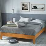 ZINUS Alexis Deluxe 30 cm Wood Platform Bed Frame | Solid Wood Foundation | Wood Slat Support | Under Bed Storage | Single | Rustic Pine