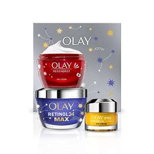 Olay Gift Set: Vitamin C + AHA 24 Eye Cream 15ml, Retinol 24 MAX Night Cream 50ml & Regenerist Face Cream 50ml @ Newhill Beauty / FBA