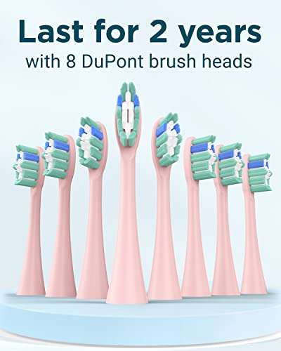Sonic Electric Toothbrush with 8 Brush Heads for Adults and Kids, One Charge for 60 Days, IPX7 Waterproof,for £10.49 With Voucher @ Amazon
