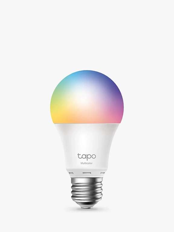 TP-Link Tapo E27, Smart Multicolour LED Light Bulb / Dimmable Light £4.99 + £2.50 collection @ John Lewis & Partners