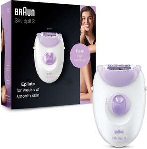 Braun Silk-épil 3 Epilator for Long-Lasting Hair Removal, 20 Tweezer System, Smartlight Tech, UK 2 Pin Plug - White/Purple £12 @ Amazon
