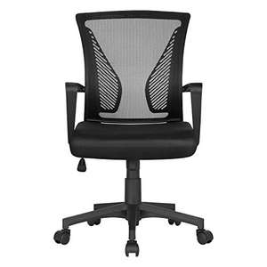 Yaheetech Adjustable Office Chair Ergonomic Mesh Swivel with arms- Black Sold by Yaheetech UK