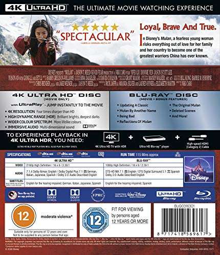 Disney Mulan 4K Ultra HD + Blu-Ray Dolby Atmos £10.19 @ Amazon