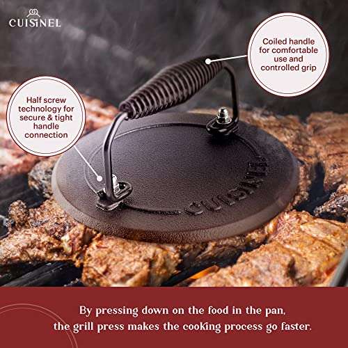 CAST IRON SKILLET with Glass Lid Frying Pan Scraper Silicone Handle 12  CUISINEL
