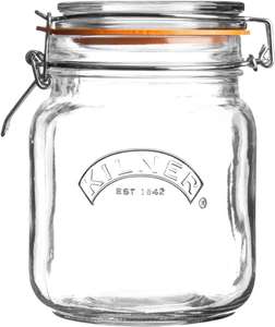 Kilner 1 Litre Square Glass Clip Top Preservation Storage Jar