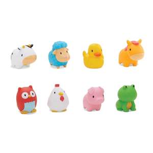 Munchkin Floating Farm Animal Themed Rubber Bath Squirt Toys for Baby (Pack of 8)