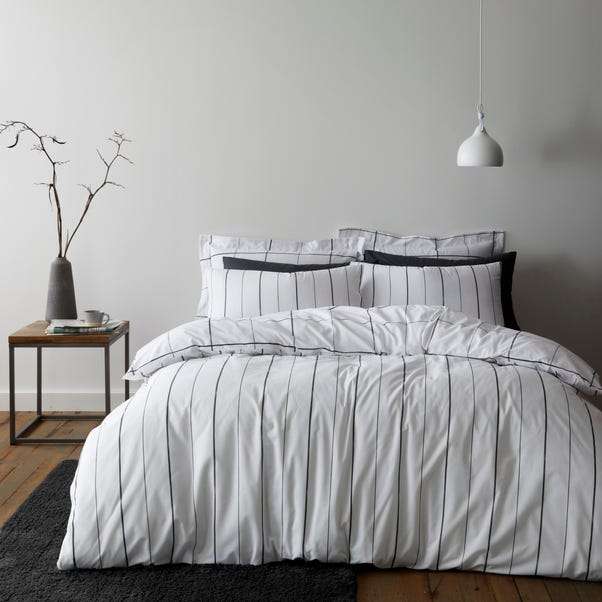 Brooks Check White Duvet Cover and Pillowcase Set From £5 with free click and collect from Dunelm