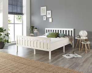 Aspire Atlantic Wood Bed Frame in White, size King - Sold & shipped by Aspire