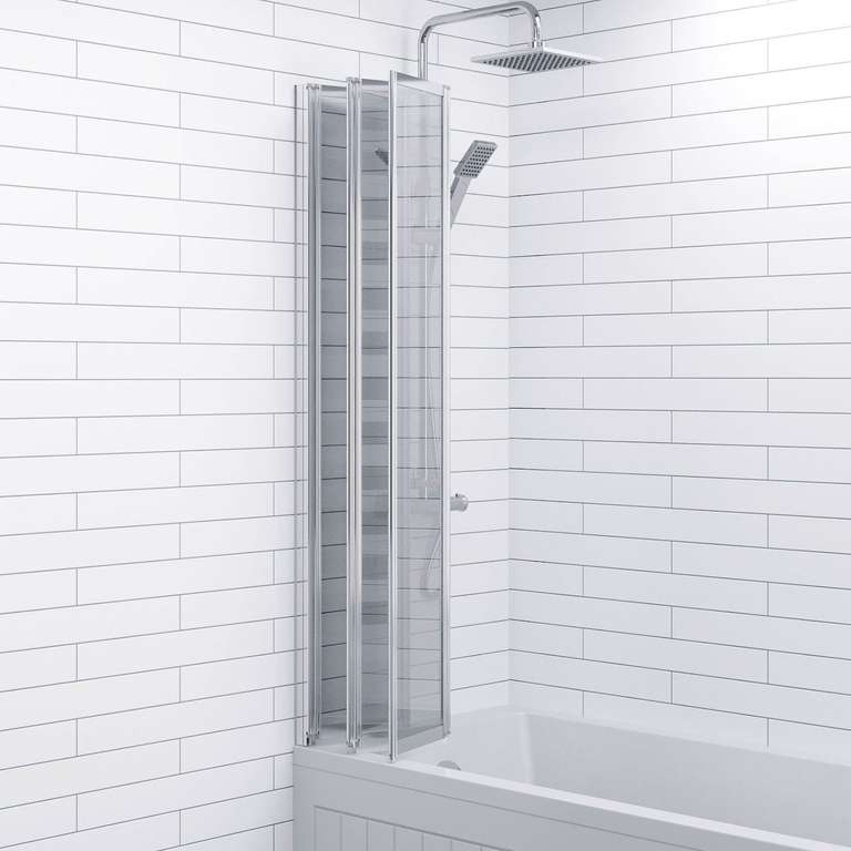Luxura Bathroom 4 Panel Folding Bath Shower Screen Chrome 1000mm Reversible 4mm Glass - £79.99 with code (UK Mainland) @ Plumbworld / eBay
