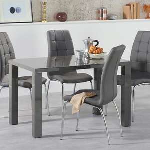 Atlanta 120cm Dark Grey High Gloss Dining Table With Calgary Chairs £459 @ Oak Furniture Superstore