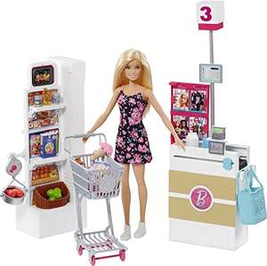 Barbie Doll, Blonde, and Grocery Store with Rolling Cart and Working Belt £26.99 @ Amazon