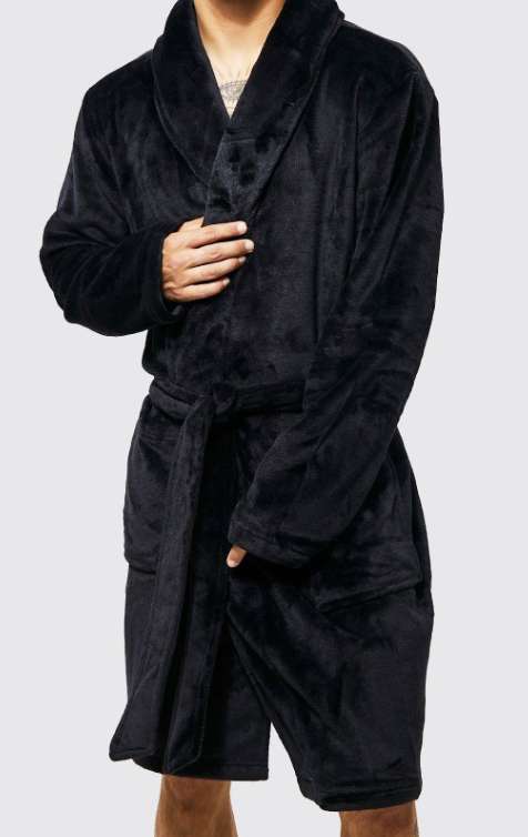 Men's Shawl Dressing Gown - Black - Sizes S, M, and L - £14 Delivered (With Code) @ BoohooMAN