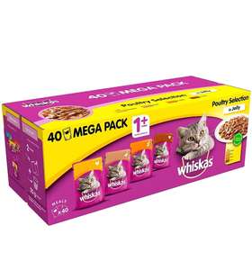 WHISKAS Cat Pouches Poultry Selection in Jelly 40x100g - £10.49 / £9.44 S&S / Possibly £6.82 with S&S (+£4.49 Non Prime) @ Amazon