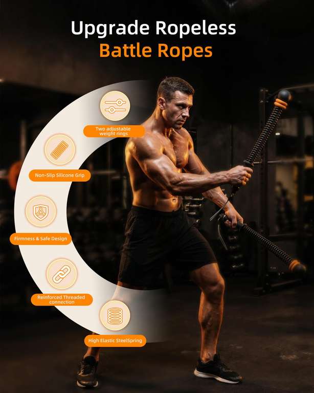 Food Save Rope Pinailon Ropeless Battle Ropes Portable Cordless, Black – £3.96 at ...