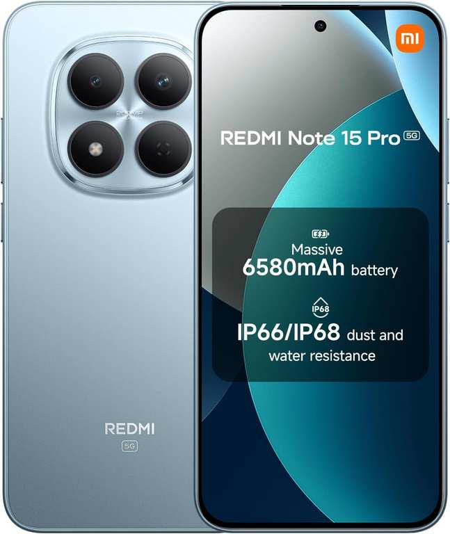XIAOMI REDMI Note 15 Pro 5G Smartphone 12+512GB Glacier Blue 6580mAh IP66/IP68,, 6.83, MediaTek Dimensity 7400-Ultra