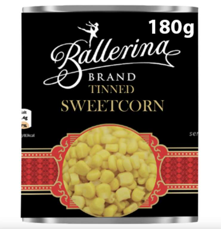 Ballerina Tinned Sweetcorn 180g - 29p @ Farmfoods